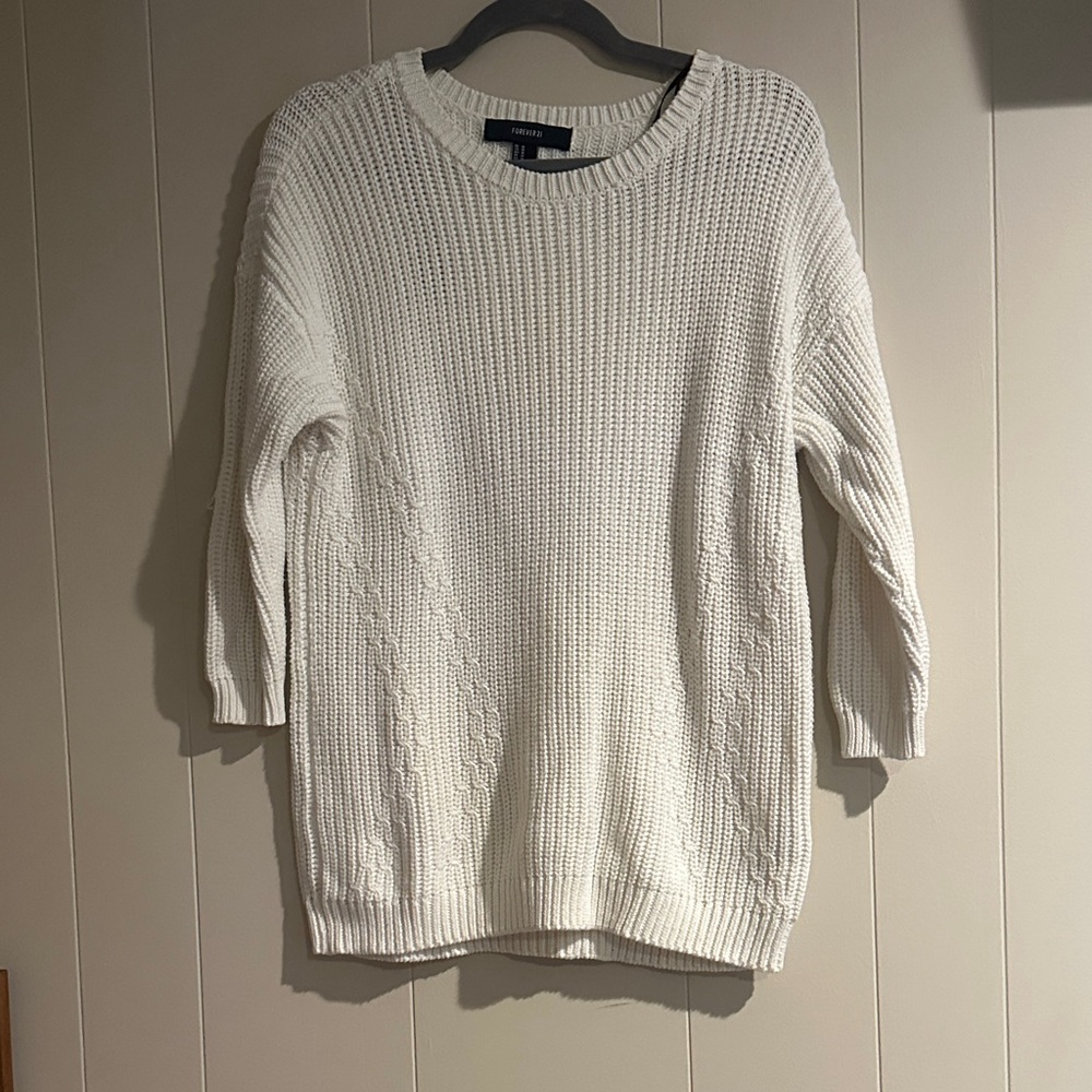 Forever 21 Cream Crew Neck Sweater